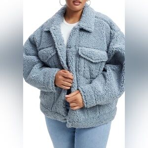 GOOD AMERICAN Oversize Fleece
Trucker Jacket blue sherling 4x/5x NWT